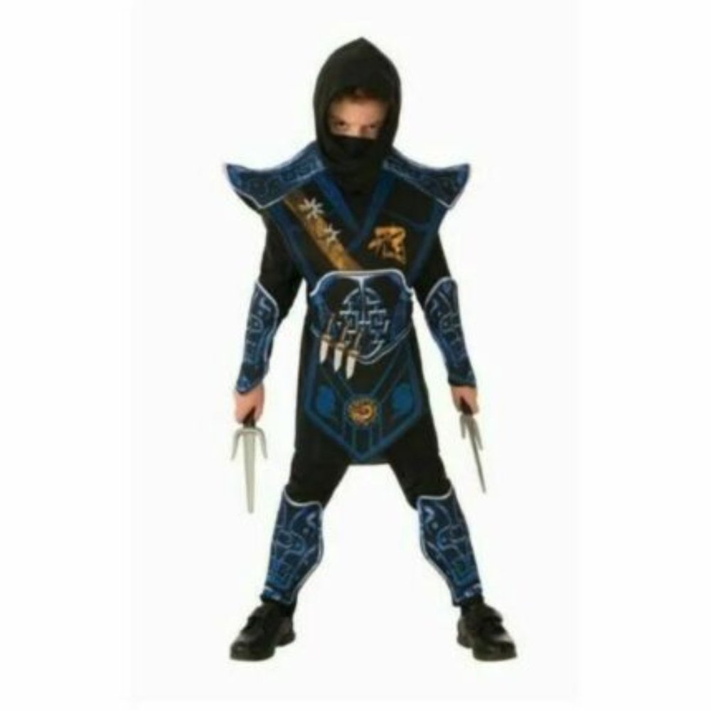 Blue Battle Ninja Warrior Costume Boys Small (4-6)
